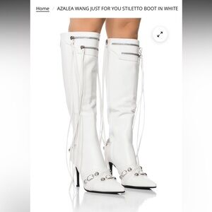 AKIRA White Heeled Knee-High Boots NWOT